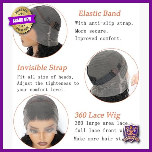 20 Inch Human Hair Wig Glueless Full Lace Deep Wave Drawstring Strap